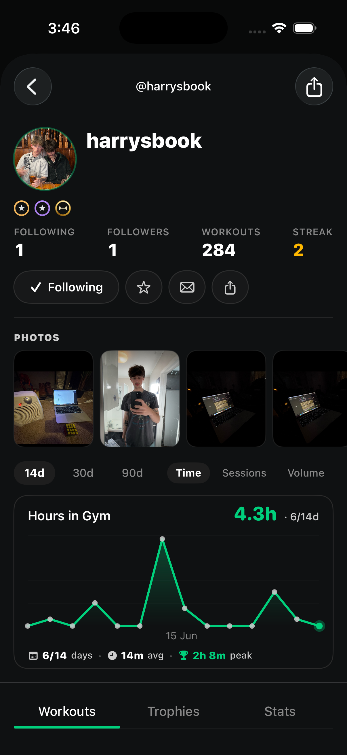 A training profile with stats and PRs in Logbook
