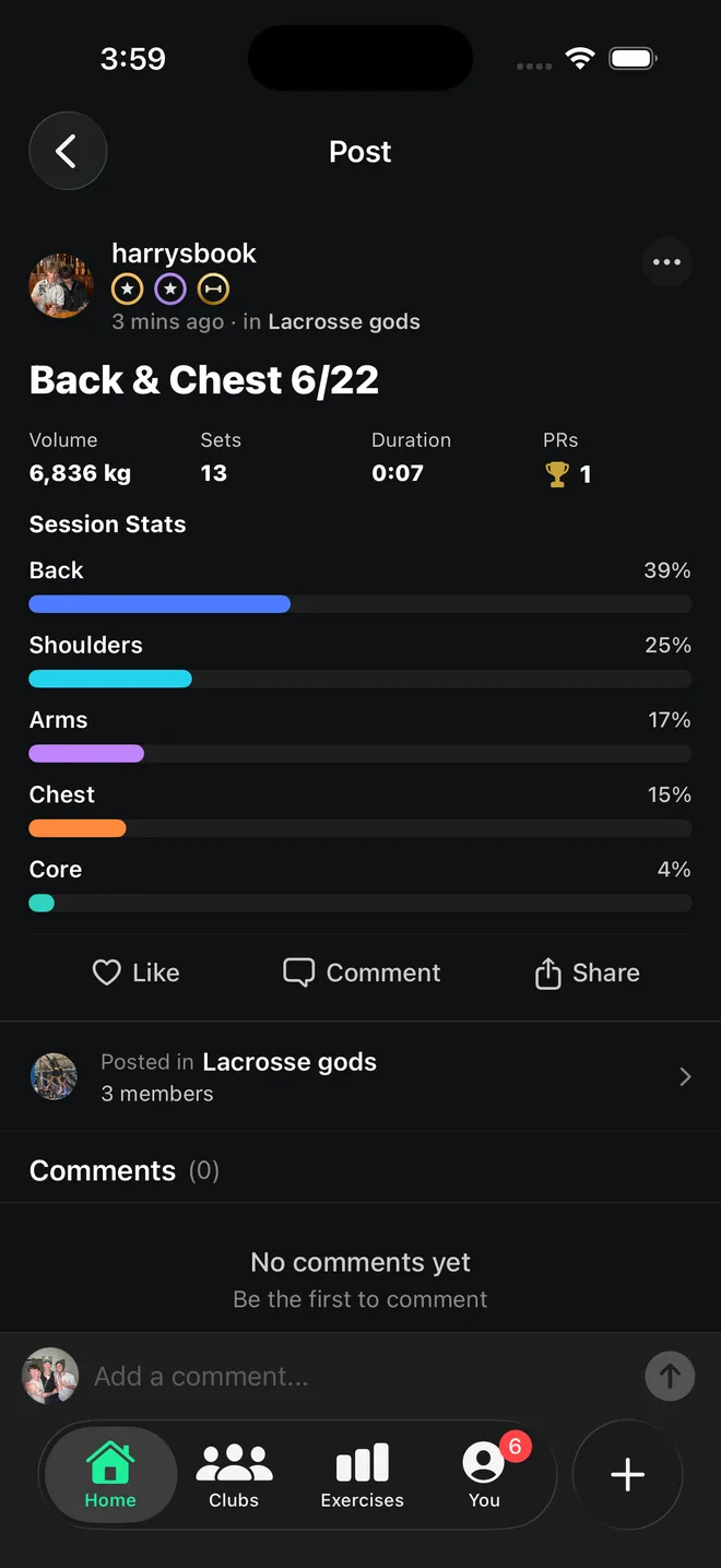 Logbook workout detail screen
